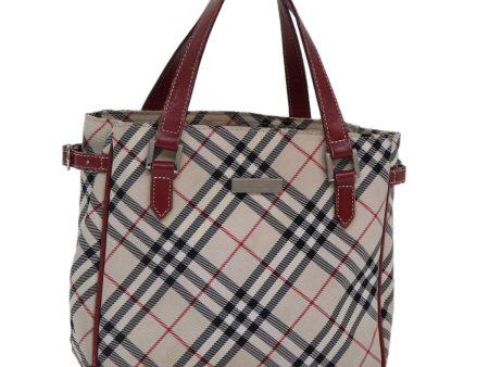 BURBERRY Nova Check Blue Label Hand Bag Nylon Red Beige SilverNew ki4893 Online Hot Sale