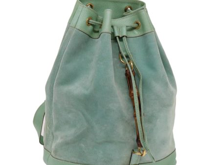 GUCCI Bamboo Backpack Suede Leather Light Blue 69048 Fashion