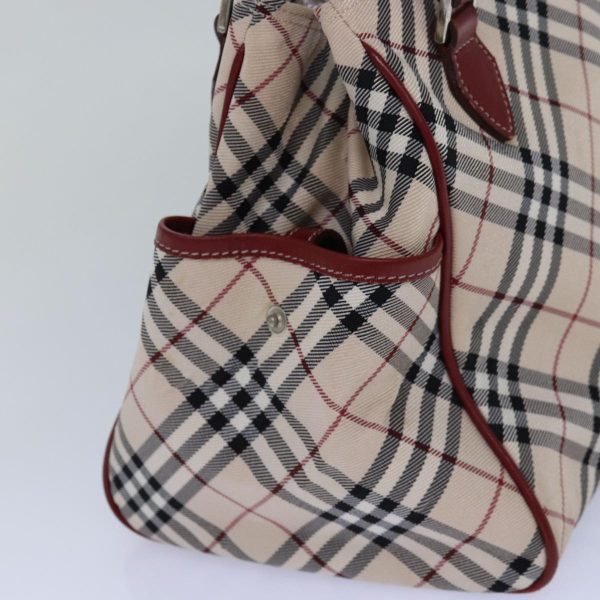 BURBERRY Nova Check Blue Label Hand Bag Nylon Beige Red SilverNew ti1926 Online now