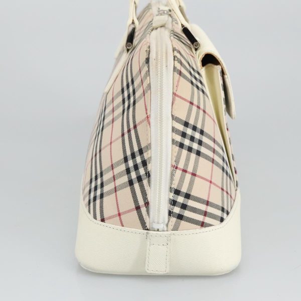 BURBERRY Nova Check Hand Bag Canvas Beige SilverNew 96953 Discount