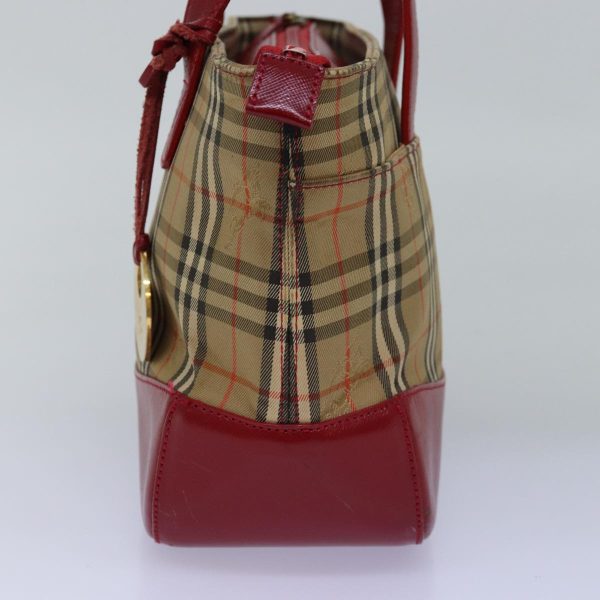 BURBERRY Nova Check Hand Bag Canvas Beige RedNew yk12895 on Sale