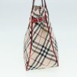 BURBERRY Nova Check Blue Label Hand Bag Nylon Beige Red SilverNew ti1914 Online now