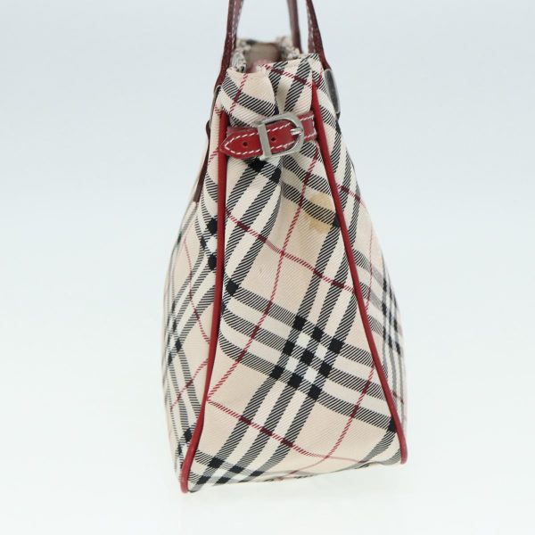 BURBERRY Nova Check Blue Label Hand Bag Nylon Beige Red SilverNew ti1914 Online now