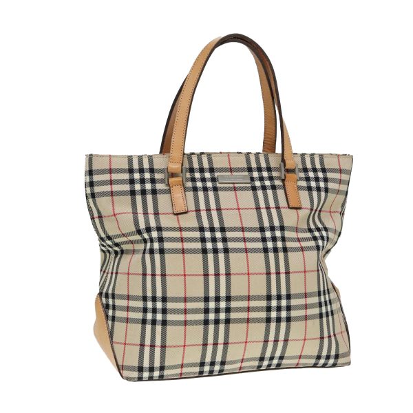 BURBERRY Nova Check Blue Label Hand Bag Canvas Beige SilverNew yk14310 Discount