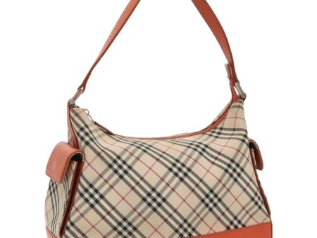 BURBERRY Nova Check Hand Bag Canvas Beige Orange SilverNew 96220 Cheap