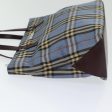 BURBERRY Nova Check Blue Label Hand Bag Nylon Blue Brown SilverNew 85542 Discount