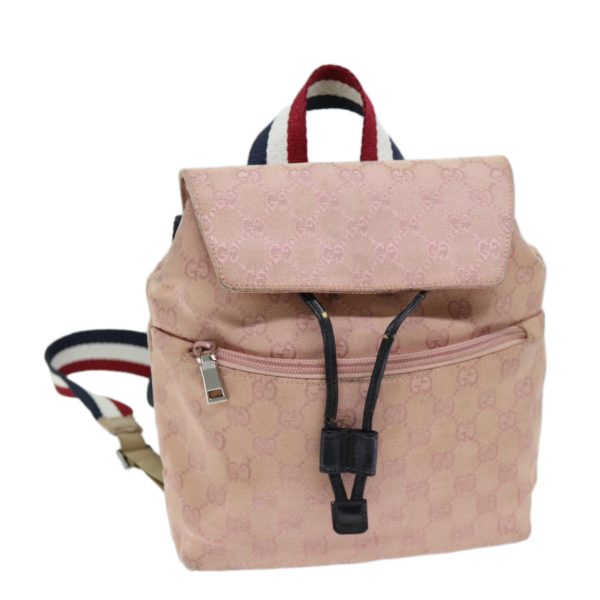 GUCCI GG Canvas Sherry Line Backpack Pink Red Navy 003 0242 73372 Fashion