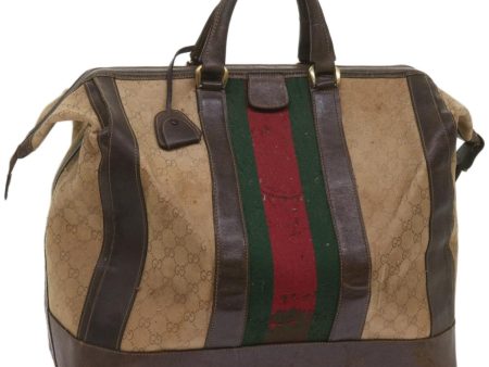 GUCCI GG Canvas Web Sherry Line Boston Bag Beige Red Green ti1555 For Discount