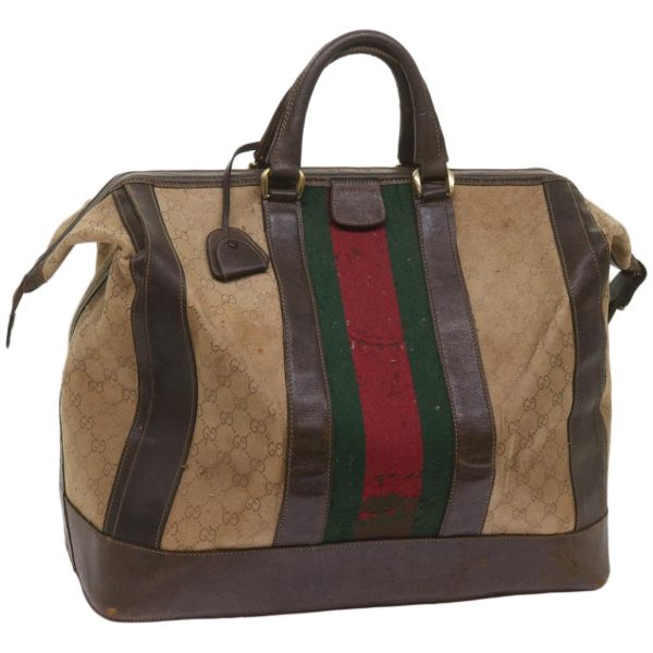 GUCCI GG Canvas Web Sherry Line Boston Bag Beige Red Green ti1555 For Discount