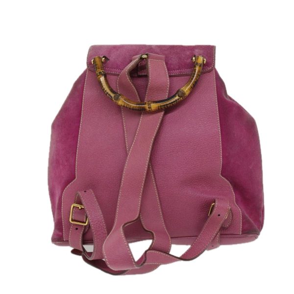 GUCCI Bamboo Backpack Suede Pink 003 2058 67823 Online Sale