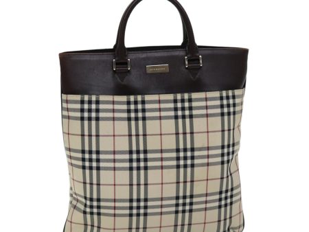 BURBERRY Nova Check Hand Bag Canvas BeigeNew ep4559 Fashion