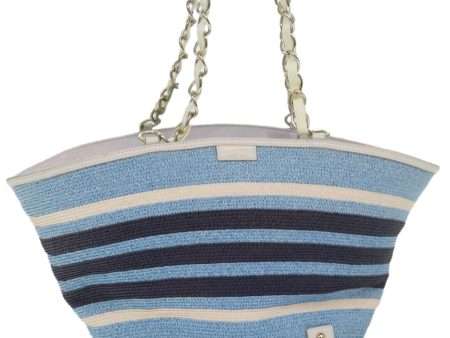 BURBERRY Blue Label Chain Tote Bag straw BlueNew ti1872 Online