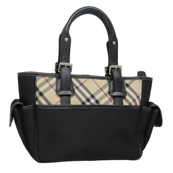 BURBERRY Nova Check Hand Bag Canvas Beige Silver blackNew 92803 Online Hot Sale