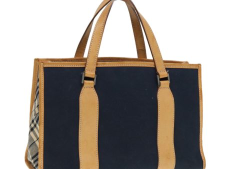 BURBERRY Nova Check Blue Label Hand Bag Canvas Navy BeigeNew ti2002 For Sale