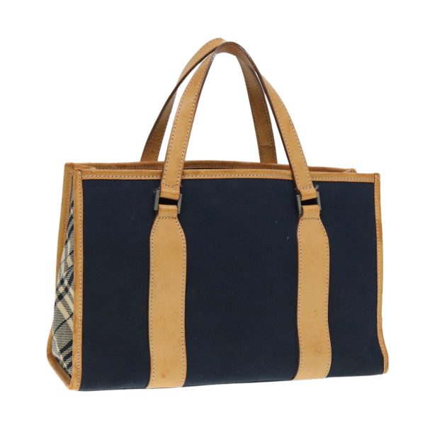 BURBERRY Nova Check Blue Label Hand Bag Canvas Navy BeigeNew ti2002 For Sale