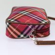 BURBERRY Nova Check Blue Label Hand Bag Nylon Red SilverNew 88124 For Cheap