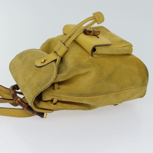 GUCCI Bamboo Backpack Suede Leather Yellow 003 1705 0030 69737 on Sale