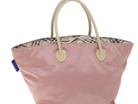 BURBERRY Nova Check Blue Label Hand Bag Nylon Pink BeigeNew yb563 Online Sale