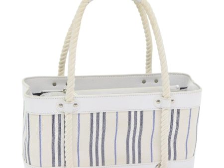 BURBERRY Hand Bag Canvas White Navy SilverNew 91265 Discount