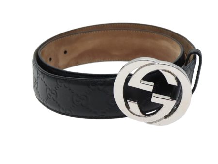 GUCCI Interlocking Guccissima GG Canvas Belt 37   Black 411924 yk11445 Online Sale