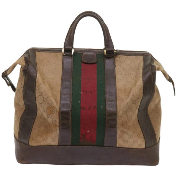 GUCCI GG Canvas Web Sherry Line Boston Bag Beige Red Green ti1555 For Discount