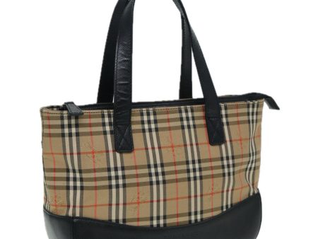 BURBERRY Nova Check Hand Bag Canvas Black BeigeNew bs16157 For Sale