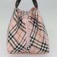 BURBERRY Nova Check Blue Label Hand Bag Nylon Pink SilverNew bs18583 For Sale