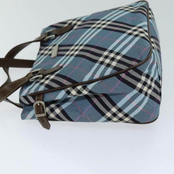 BURBERRY Nova Check Blue Label Hand Bag Nylon Light Blue BrownNew 78854 Hot on Sale