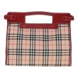 BURBERRY Nova Check Blue Label Hand Bag Nylon Leather Red Pink SilverNew 90265 Hot on Sale