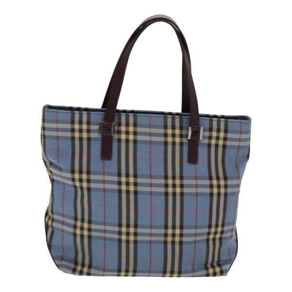 BURBERRY Nova Check Blue Label Hand Bag Nylon Blue Brown SilverNew 85542 Discount