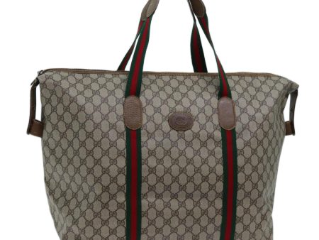 GUCCI GG Supreme Web Sherry Line Boston Bag PVC Beige Red 89 19 012 th4748 Online now