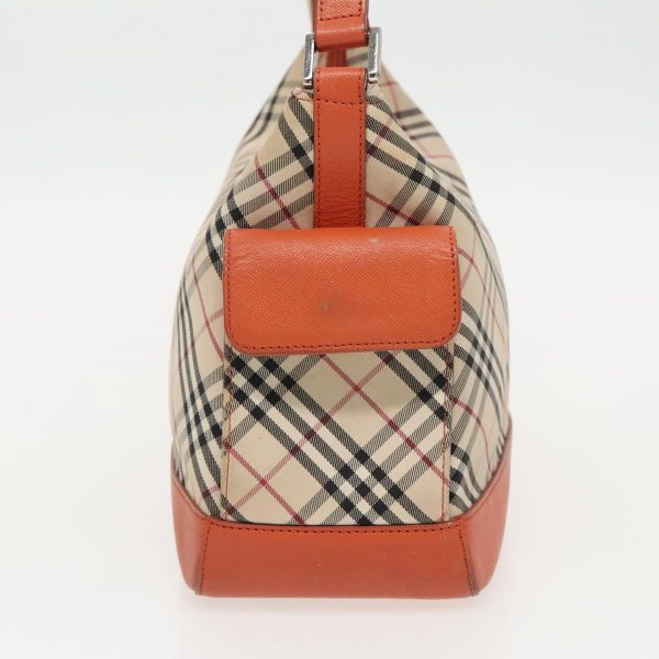 BURBERRY Nova Check Hand Bag Canvas Beige Orange SilverNew 96220 Cheap