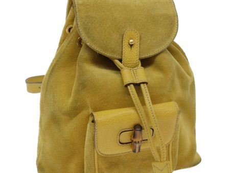 GUCCI Bamboo Backpack Suede Leather Yellow 003 1705 0030 69737 on Sale