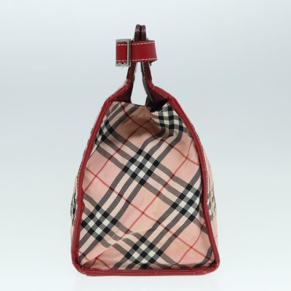 BURBERRY Nova Check Blue Label Hand Bag Nylon Leather Red Pink SilverNew 90265 Hot on Sale