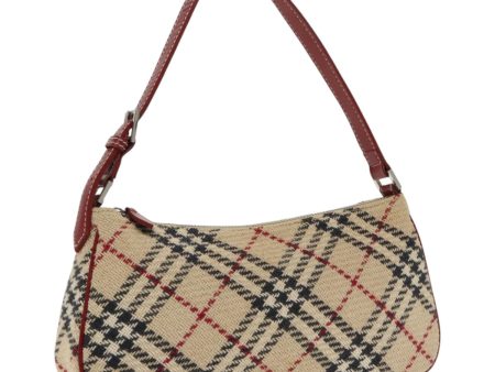 BURBERRY Nova Check Blue Label Hand Bag Canvas Beige Red SilverNew kk355 Online Sale