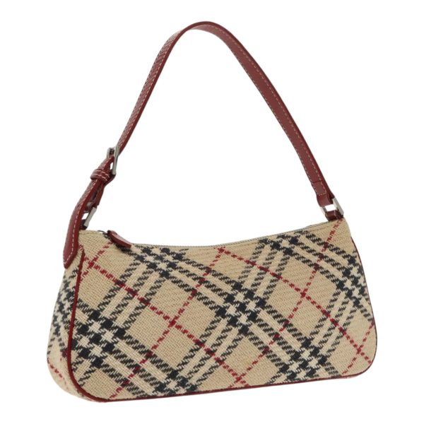 BURBERRY Nova Check Blue Label Hand Bag Canvas Beige Red SilverNew kk355 Online Sale