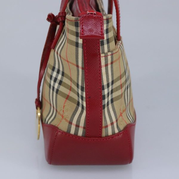 BURBERRY Nova Check Hand Bag Canvas Beige RedNew 96916 on Sale