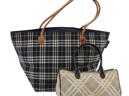 BURBERRY Burberrys Nova Check Blue Label Hand Bag Canvas 2Set NavyNew ti1802 Online