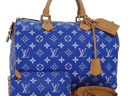 LOUIS VUITTON Monogram Speedy P9 Bandouliere 40 Hand Bag Blue M24418 Auth 76198S Hot on Sale