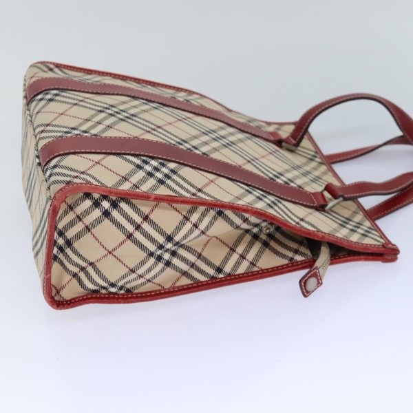 BURBERRY Nova Check Blue Label Hand Bag Canvas Beige Red SilverNew ti1948 on Sale