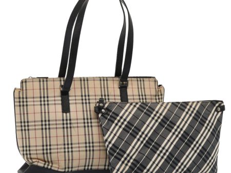 BURBERRY Nova Check Hand Bag Canvas Leather 2Set Beige BlackNew ti1939 on Sale