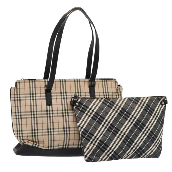 BURBERRY Nova Check Hand Bag Canvas Leather 2Set Beige BlackNew ti1939 on Sale