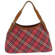 BURBERRY Nova Check Blue Label Hand Bag Canvas Leather RedNew am6615 Online now