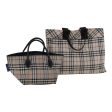 BURBERRY Nova Check Blue Label Hand Bag Nylon 2Set Beige BrownNew ti2022 For Discount