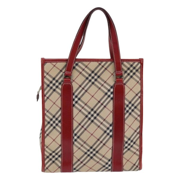 BURBERRY Nova Check Blue Label Hand Bag Canvas Beige Red SilverNew ti1948 on Sale