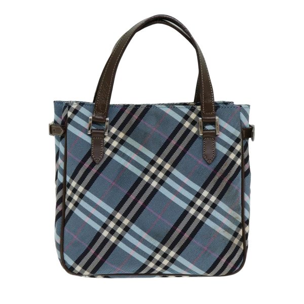 BURBERRY Nova Check Blue Label Hand Bag Nylon Light Blue BrownNew 78854 Hot on Sale