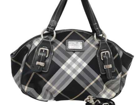 BURBERRY Nova Check Blue Label Hand Bag Nylon 2way BlackNew 90539 For Sale