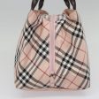 BURBERRY Nova Check Blue Label Hand Bag Nylon Pink SilverNew bs18583 For Sale