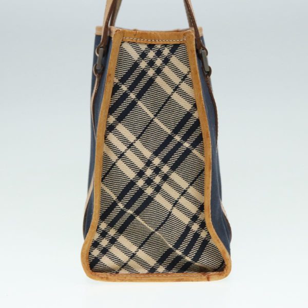 BURBERRY Nova Check Blue Label Hand Bag Canvas Navy BeigeNew ti2002 For Sale