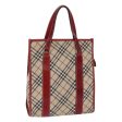 BURBERRY Nova Check Blue Label Hand Bag Canvas Beige Red SilverNew ti1948 on Sale